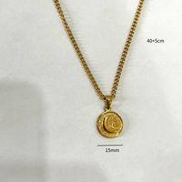 201 Stainless Steel 304 Stainless Steel Gold Plated Retro Streetwear Round Sun Moon Pendant Necklace sku image 1