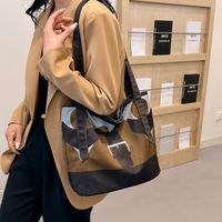 Femmes Moyen Toile Bloc De Couleur Style Classique Fermeture Éclair Sac D'Épaule main image 5