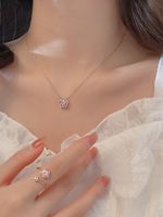Lady Classic Style Commute Flower 201 Stainless Steel Inlay Artificial Diamond Women's Jewelry Set main image 1