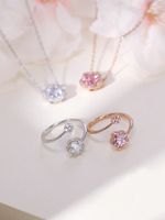 Lady Classic Style Commute Flower 201 Stainless Steel Inlay Artificial Diamond Women's Jewelry Set main image 4