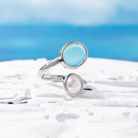 Basic Vacation Classic Style Round Alloy Enamel Inlay Artificial Pearls Women's Open Rings main image 3
