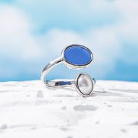 Basic Vacation Classic Style Round Alloy Enamel Inlay Artificial Pearls Women's Open Rings main image 4