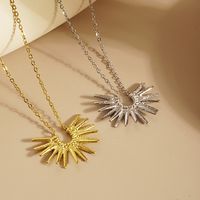 304 Stainless Steel Basic Modern Style Classic Style Plating Sun Solid Color Pendant Necklace main image 4