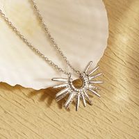 304 Stainless Steel Basic Modern Style Classic Style Plating Sun Solid Color Pendant Necklace main image 5