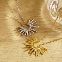 304 Stainless Steel Basic Modern Style Classic Style Plating Sun Solid Color Pendant Necklace main image 1