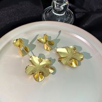 1 Pair Simple Style Flower Plating Iron Drop Earrings main image 3