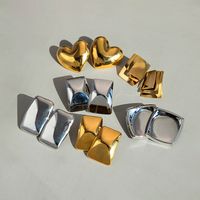 304 Stainless Steel 18K Gold Plated IG Style Simple Style Geometric Ear Studs main image 6