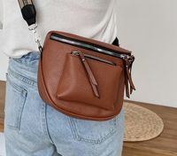 Women's Small Pu Leather Solid Color Classic Style Square Zipper Saddle Bag sku image 4