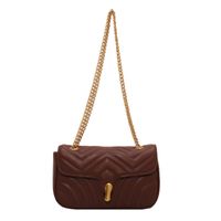 Women's Medium Pu Leather Solid Color Elegant Vintage Style Lock Clasp Crossbody Bag sku image 3