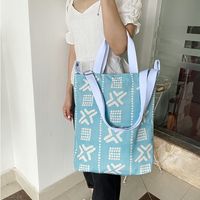 Women's Medium Canvas Geometric Basic Classic Style Square Magnetic Buckle Canvas Bag sku image 1