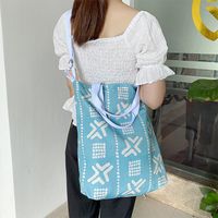 Women's Medium Canvas Geometric Basic Classic Style Square Magnetic Buckle Canvas Bag main image 2