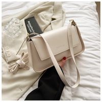 Women's Medium Pu Leather Solid Color Vintage Style Classic Style Magnetic Buckle Crossbody Bag sku image 2