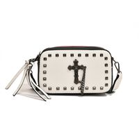 Women's Medium Pu Leather Cross Streetwear Rivet Zipper Square Bag sku image 1