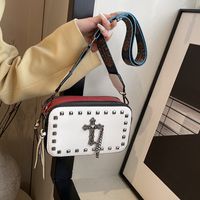 Women's Medium Pu Leather Cross Streetwear Rivet Zipper Square Bag main image 5