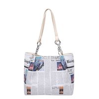 Women's Large Pu Leather Newspaper Streetwear Square Zipper Shopping Bags sku image 3