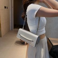 Women's Small Pu Leather Solid Color Elegant Vintage Style Beading Flip Cover Crossbody Bag sku image 2