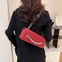 Women's Small Pu Leather Solid Color Elegant Vintage Style Beading Flip Cover Crossbody Bag sku image 3