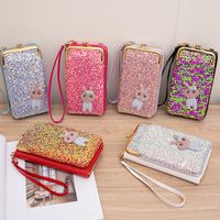Women's Cartoon Solid Color Pu Leather Sequins Lock Clasp Wallets main image video