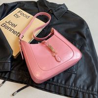 Women's Medium Pu Leather Solid Color Vintage Style Classic Style Zipper Underarm Bag main image 4