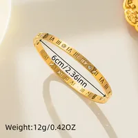 Simple Style Roman Numeral 304 Stainless Steel 18K Gold Plated Rhinestones Bangle In Bulk main image 2
