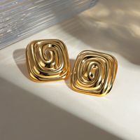 1 Pair IG Style Modern Style Classic Style Irregular Spiral 304 Stainless Steel Titanium Steel 18K Gold Plated Ear Studs main image 4