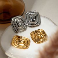 1 Pair IG Style Modern Style Classic Style Irregular Spiral 304 Stainless Steel Titanium Steel 18K Gold Plated Ear Studs main image 1