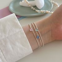 Casual Heart Shape Sterling Silver Plating Inlay Artificial Gemstones Bracelets sku image 5