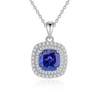 Sterling Silver Elegant Lady Modern Style Inlay Square Zircon Pendant Necklace main image 6
