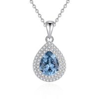 Sterling Silver Elegant Lady Streetwear Inlay Water Droplets Zircon Pendant Necklace sku image 2