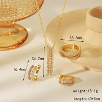 Copper 14K Gold Plated Vintage Style Simple Style Inlay Geometric Zircon Jewelry Set main image 2