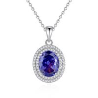 Sterling Silver Elegant Lady Streetwear Inlay Oval Zircon Pendant Necklace sku image 1