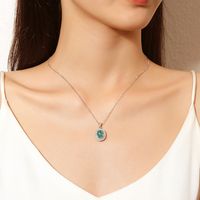 Sterling Silver Simple Style Classic Style Inlay Solid Color High Carbon Diamond Pendant Necklace main image 5