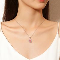 Sterling Silver Simple Style Classic Style Inlay Solid Color High Carbon Diamond Pendant Necklace main image 3