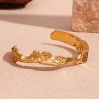 316L Stainless Steel  18K Gold Plated Basic Simple Style Classic Style Plating Irregular Waves Bangle main image 4