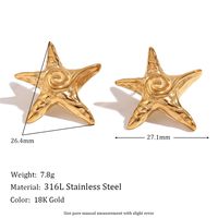 1 Pair Vintage Style Simple Style Classic Style Star Solid Color Plating 304 Stainless Steel 18K Gold Plated Drop Earrings main image 2