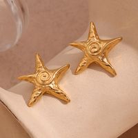 1 Pair Vintage Style Simple Style Classic Style Star Solid Color Plating 304 Stainless Steel 18K Gold Plated Drop Earrings main image 1