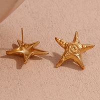 1 Pair Vintage Style Simple Style Classic Style Star Solid Color Plating 304 Stainless Steel 18K Gold Plated Drop Earrings main image 4