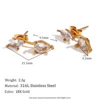 1 Pair Basic Simple Style Classic Style Water Droplets Plating Inlay 304 Stainless Steel Zircon 18K Gold Plated Ear Studs main image 2