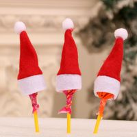 Decoraciones Navideñas Mini Sombrero De Navidad Conjunto De Botella De Vino Conjunto De Cuchillos De Tela Cepillada Nhmv155559 sku image 1