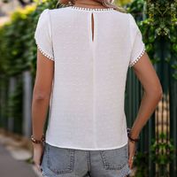 Femmes T-Shirt Manche Courte Blouses Style Simple Couleur Unie main image 3