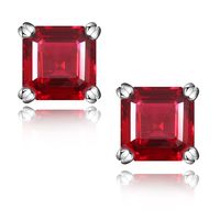 1 Pair Lady Modern Style Classic Style Square Plating Inlay Sterling Silver Zircon Ear Studs sku image 1