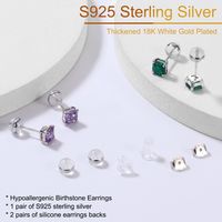 1 Pair Lady Modern Style Classic Style Square Plating Inlay Sterling Silver Zircon Ear Studs main image 4