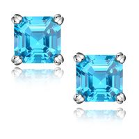 1 Pair Lady Modern Style Classic Style Square Plating Inlay Sterling Silver Zircon Ear Studs sku image 2