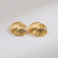 1 Pair Retro Irregular Geometric Copper 18K Gold Plated Ear Studs main image 6