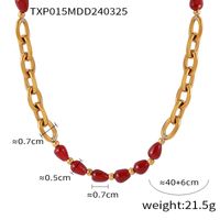 Elegant Klassisch Dame Geometrisch Achat Titan Stahl Perlen Überzug 18 Karat Vergoldet Frau Armbänder Halskette main image 2