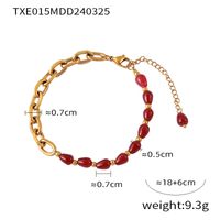 Elegant Klassisch Dame Geometrisch Achat Titan Stahl Perlen Überzug 18 Karat Vergoldet Frau Armbänder Halskette sku image 1