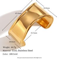 304 Stainless Steel 18K Gold Plated Simple Style Classic Style Plating Solid Color Bangle main image 2