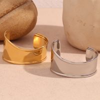 304 Stainless Steel 18K Gold Plated Simple Style Classic Style Plating Solid Color Bangle main image 3