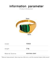 304 Stainless Steel 18K Gold Plated Elegant Lady Classic Style Inlay Geometric Malachite Open Rings main image 2