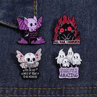 Modern Style Cool Style Ghost Bat Skull Alloy Stamping Stoving Varnish Plating Unisex Brooches main image 4